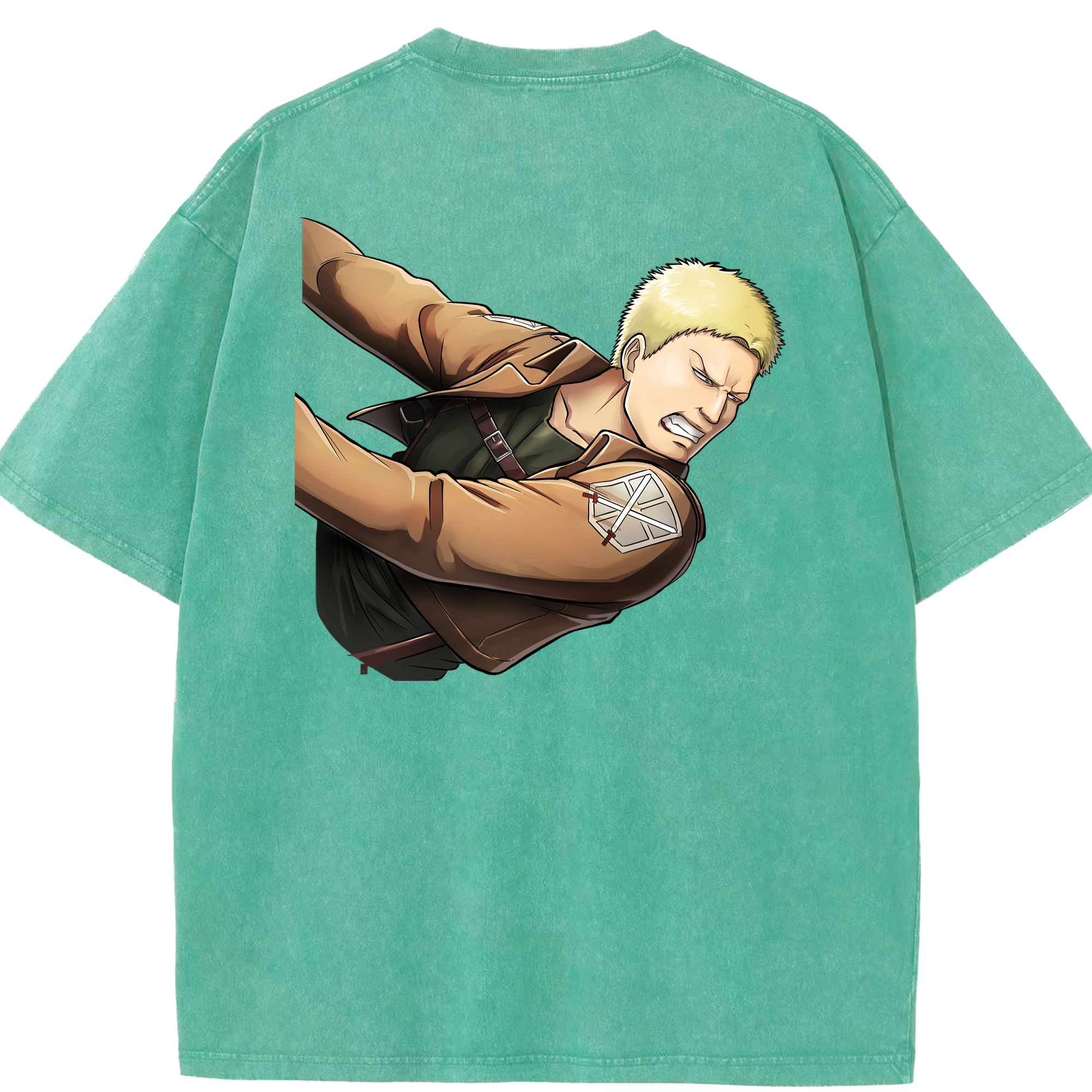 （画像用） 進撃の巨人 ライナー・ブラウン Attack on Titan Reiner Braun 綿100% ヴィンテージ風 半袖Tシャツ（背面プリント）